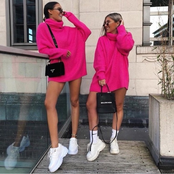 ZARA OVERSIZED NEON PINK SWEATER - Picture 5 of 5